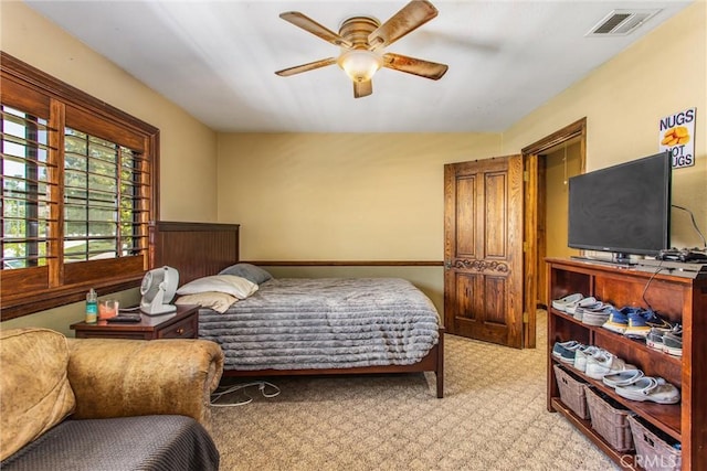 639 Valley View Dr, Redlands, CA 92373 - carpeted bedroom featuring a ceiling fan