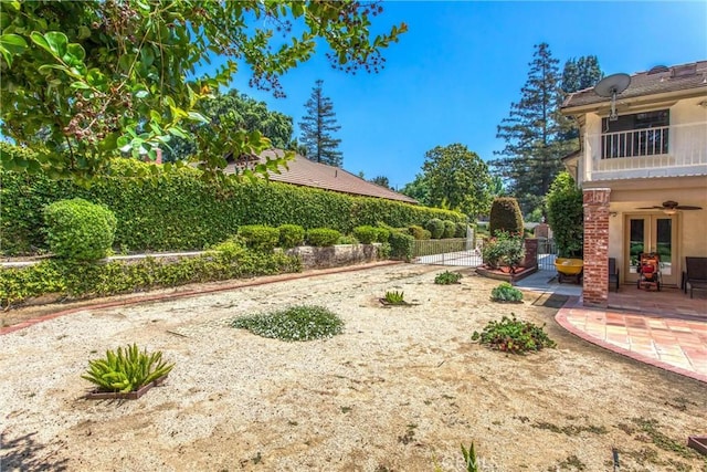 639 Valley View Dr, Redlands, CA 92373 - view of yard featuring french doors, a patio, and a balcony