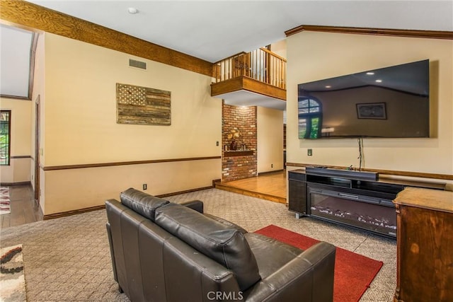 639 Valley View Dr, Redlands, CA 92373 - living area with lofted ceiling and baseboards