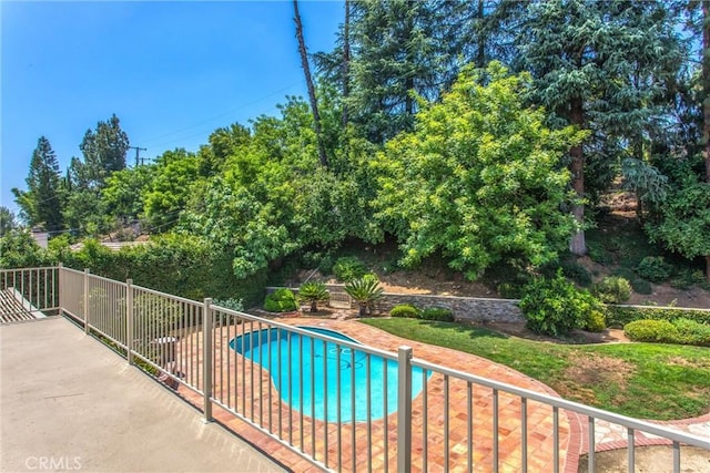 639 Valley View Dr, Redlands, CA 92373 - view of swimming pool with view of wooded area