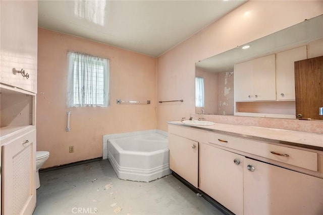 5426 Lakeview Ave, Yorba Linda, CA 92886 - full bathroom featuring vanity, a garden tub, healthy amount of natural light, and toilet