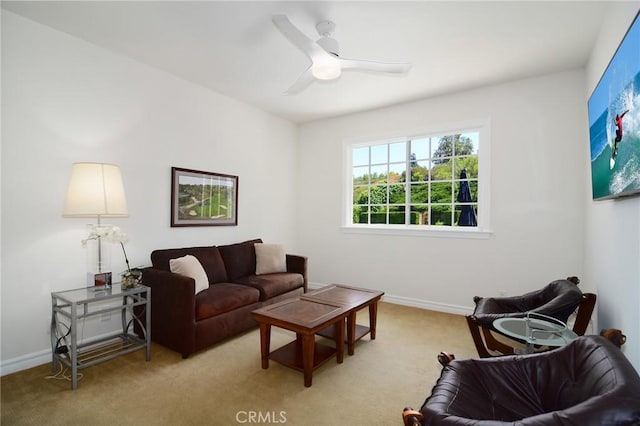 29302 Laro Dr, Agoura Hills, CA 91301 - living room featuring carpet flooring, ceiling fan, and baseboards
