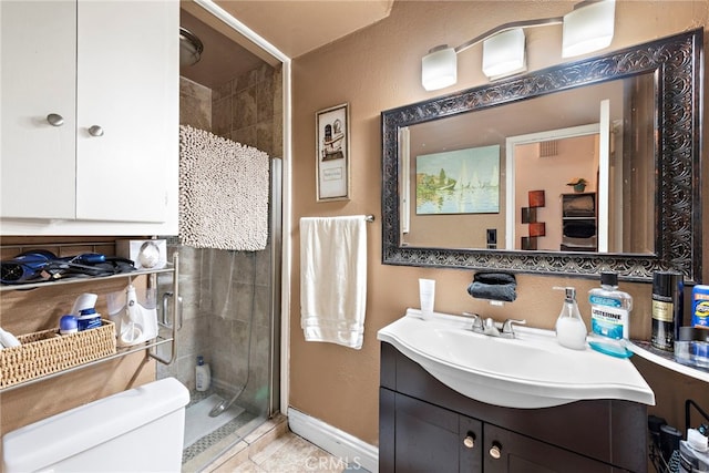 1532 Miramar Dr, Newport Beach, CA 92661 - bathroom with vanity, a shower stall, toilet, and baseboards