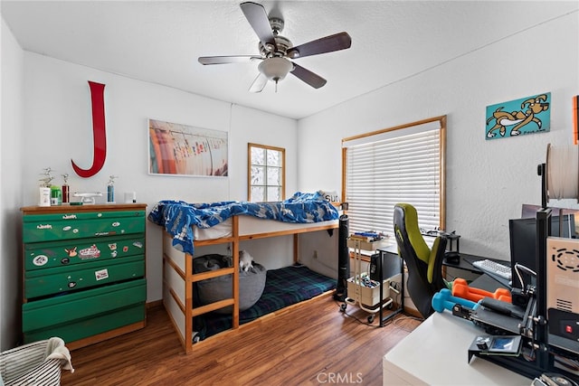 1532 Miramar Dr, Newport Beach, CA 92661 - bedroom with wood finished floors, a ceiling fan, and an office area