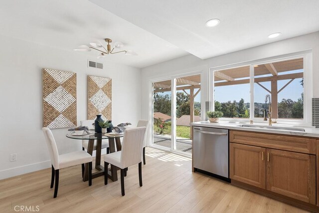 28116 Calle Casal, Mission Viejo, CA 92692 - dining room featuring light wood-type flooring, baseboards, recessed lighting, and a chandelier
