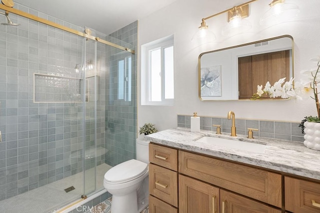 28116 Calle Casal, Mission Viejo, CA 92692 - bathroom featuring vanity, a shower stall, and toilet