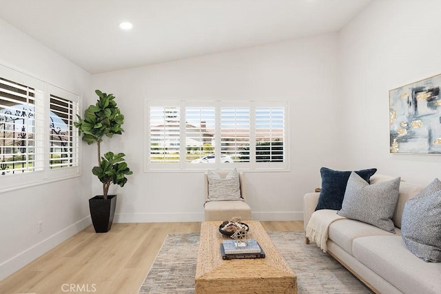28116 Calle Casal, Mission Viejo, CA 92692 - living room featuring wood finished floors, baseboards, recessed lighting, and vaulted ceiling