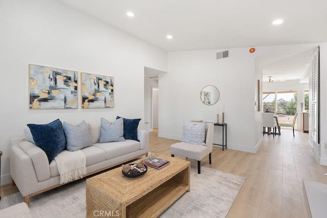 28116 Calle Casal, Mission Viejo, CA 92692 - living room featuring recessed lighting, light wood-style floors, and baseboards