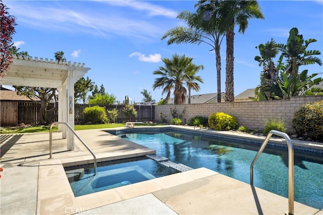 663 Redwood Ave, Upland, CA 91786 - view of pool with an in-ground hot tub, a fenced backyard, and a patio area