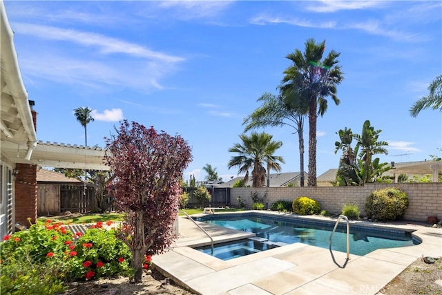 663 Redwood Ave, Upland, CA 91786 - view of pool with a fenced backyard and an in-ground hot tub