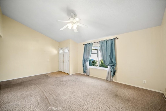 663 Redwood Ave, Upland, CA 91786 - spare room with vaulted ceiling, carpet flooring, ceiling fan, and baseboards