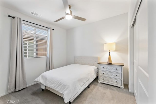 18106 Meridian Ln, Saugus, CA 91350 - bedroom with light carpet, baseboards, and a ceiling fan