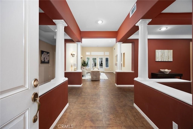5675 W Overlook Dr, Rancho Cucamonga, CA 91739 - entrance foyer with decorative columns and baseboards