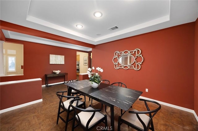 5675 W Overlook Dr, Rancho Cucamonga, CA 91739 - dining area with a tray ceiling and baseboards