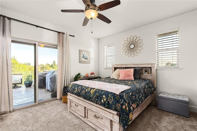 133 Valley Ridge Dr, Paradise, CA 95969 - bedroom with carpet, access to exterior, and ceiling fan
