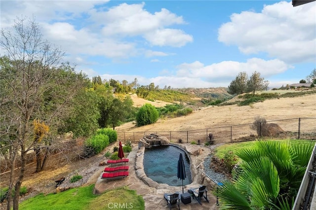 133 Valley Ridge Dr, Paradise, CA 95969 - view of yard featuring a swimming pool, a patio area, and a view of rural / pastoral area