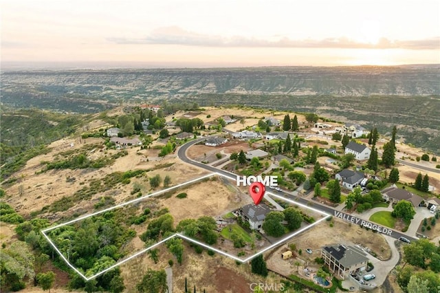 133 Valley Ridge Dr, Paradise, CA 95969 - aerial view at dusk of property parcel outlined and a residential view