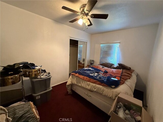 431 W M St, Colton, CA 92324 - bedroom featuring carpet flooring, a closet, and a ceiling fan