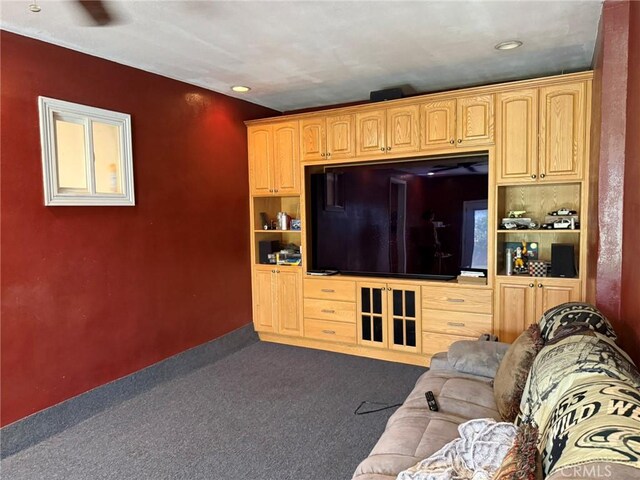 431 W M St, Colton, CA 92324 - living room featuring dark carpet and recessed lighting