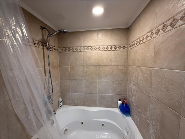 431 W M St, Colton, CA 92324 - bathroom with crown molding and a combined bath / shower with jetted tub