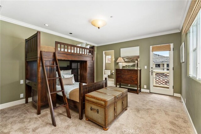 401 Piazza Lido, Newport Beach, CA 92663 - bedroom featuring light carpet, crown molding, and baseboards