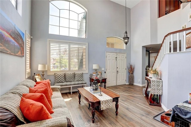 3506 Belvedere Way, Corona, CA 92882 - living room featuring a high ceiling and wood finished floors