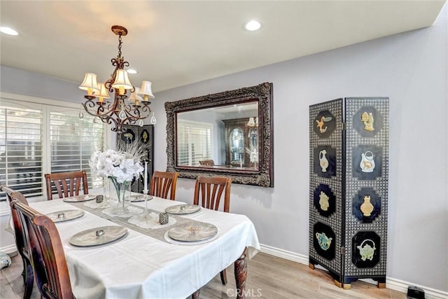 3506 Belvedere Way, Corona, CA 92882 - dining space featuring a chandelier, wood finished floors, and recessed lighting