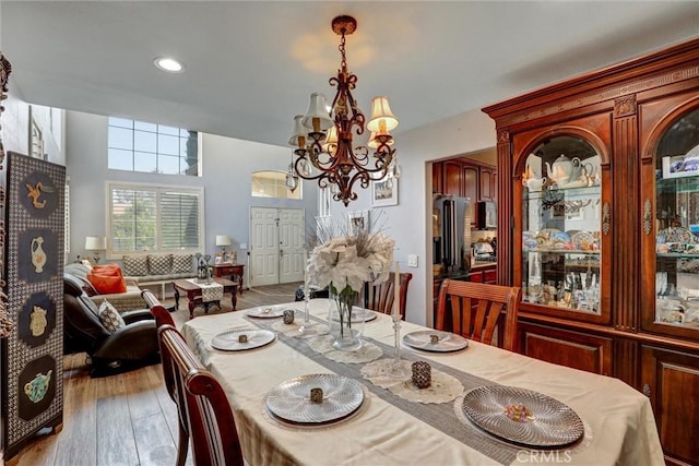 3506 Belvedere Way, Corona, CA 92882 - dining room with a chandelier, wood finished floors, and recessed lighting