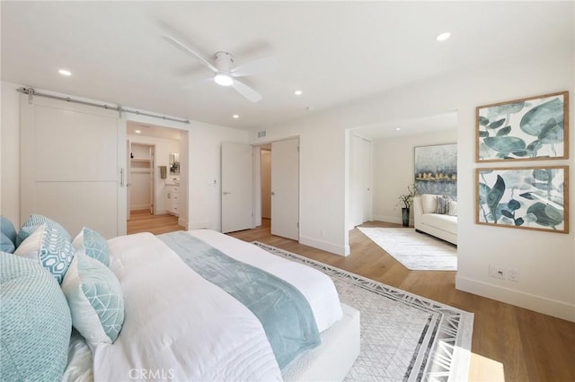 13621 Fairmont Way, Tustin, CA 92780 - bedroom featuring baseboards, light wood finished floors, recessed lighting, and ceiling fan