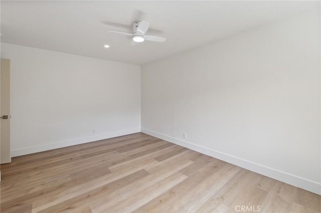 13621 Fairmont Way, Tustin, CA 92780 - empty room with baseboards, a ceiling fan, light wood-type flooring, and recessed lighting