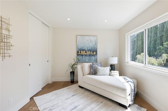 13621 Fairmont Way, Tustin, CA 92780 - sitting room featuring baseboards, wood finished floors, and recessed lighting