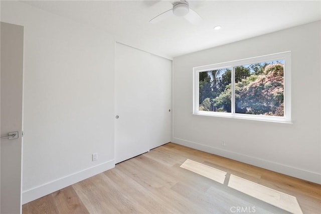 13621 Fairmont Way, Tustin, CA 92780 - unfurnished room featuring light wood-type flooring, baseboards, ceiling fan, and recessed lighting
