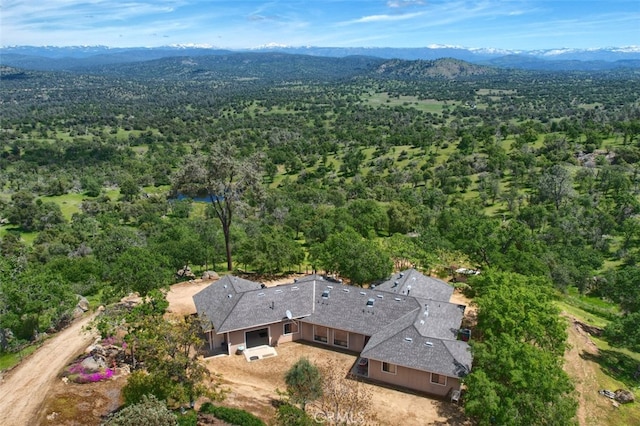 42625 Red Top Mountain Ct, Coarsegold, CA 93614 - aerial view of property and surrounding area featuring a forest and mountains