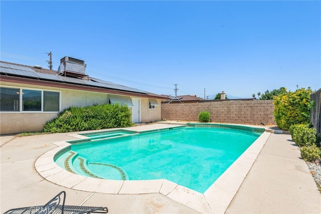 42159 Mayberry Ave, Hemet, CA 92544 - view of swimming pool featuring a fenced backyard, a pool with connected hot tub, and a patio area