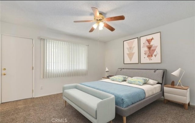 42159 Mayberry Ave, Hemet, CA 92544 - bedroom featuring carpet flooring, a textured ceiling, and a ceiling fan