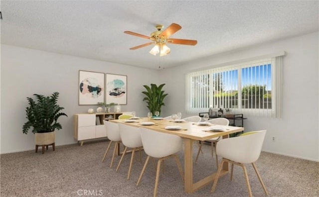 42159 Mayberry Ave, Hemet, CA 92544 - dining area with a textured ceiling, a ceiling fan, and light colored carpet