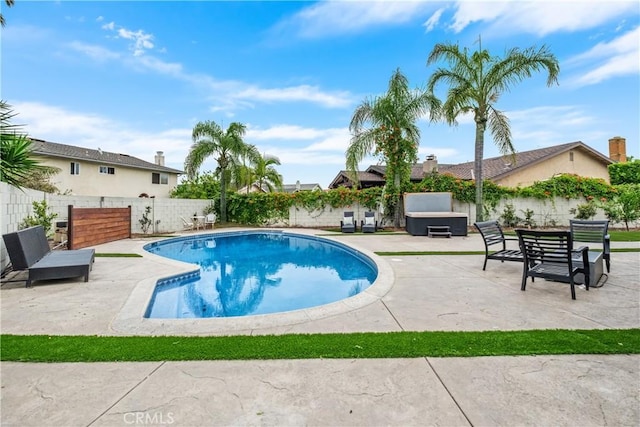 3550 Goldenrod Cir, Seal Beach, CA 90740 - view of pool with a fenced backyard, a patio area, and a hot tub