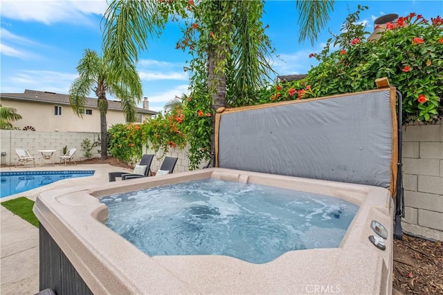 3550 Goldenrod Cir, Seal Beach, CA 90740 - view of pool featuring a hot tub, a fenced backyard, and a patio area