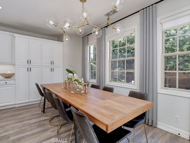 1 Lennox Ct, Ladera Ranch, CA 92694 - dining area featuring a chandelier, light wood-style flooring, and baseboards
