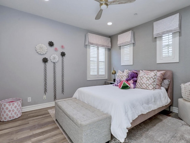 1 Lennox Ct, Ladera Ranch, CA 92694 - bedroom featuring wood finished floors, multiple windows, baseboards, a ceiling fan, and recessed lighting