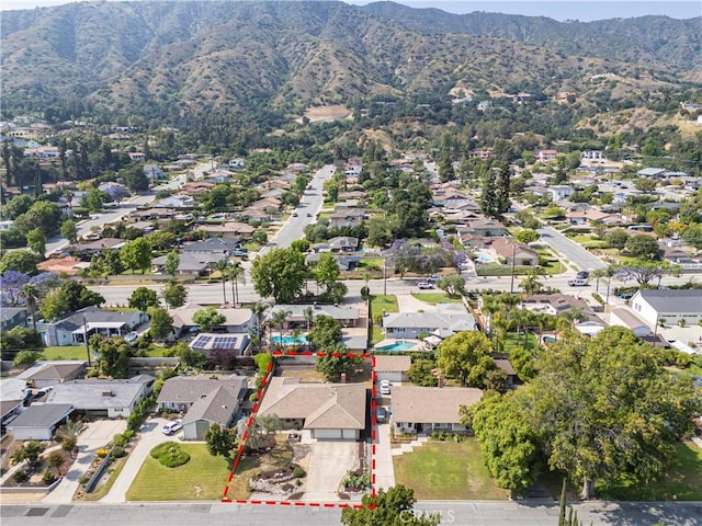427 W Northridge Ave, Glendora, CA 91741 - aerial perspective of suburban area with a mountain backdrop and property boundaries highlighted