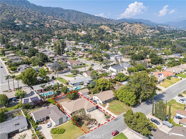 427 W Northridge Ave, Glendora, CA 91741 - aerial view of residential area with a mountainous background and property parcel outlined