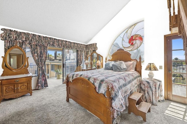 4006 Layang Layang Cir Unit E, Carlsbad, CA 92008 - bedroom with carpet, access to exterior, and lofted ceiling