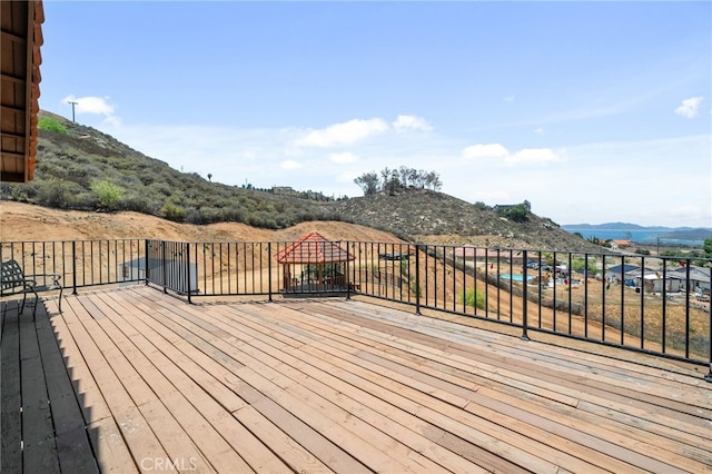 20605 Broadview Dr, Perris, CA 92570 - wooden terrace featuring a mountain view