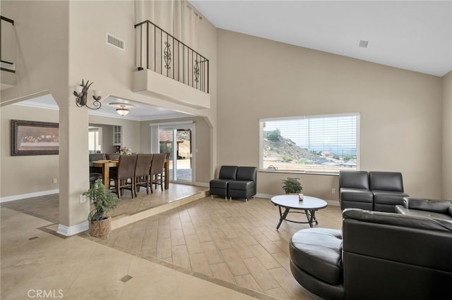 20605 Broadview Dr, Perris, CA 92570 - living room with baseboards and high vaulted ceiling