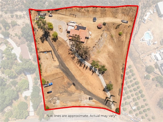 20605 Broadview Dr, Perris, CA 92570 - aerial view of property's location with property parcel outlined and rural landscape