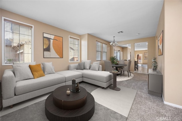 3762 Almansa Way, Perris, CA 92571 - carpeted living room with a chandelier