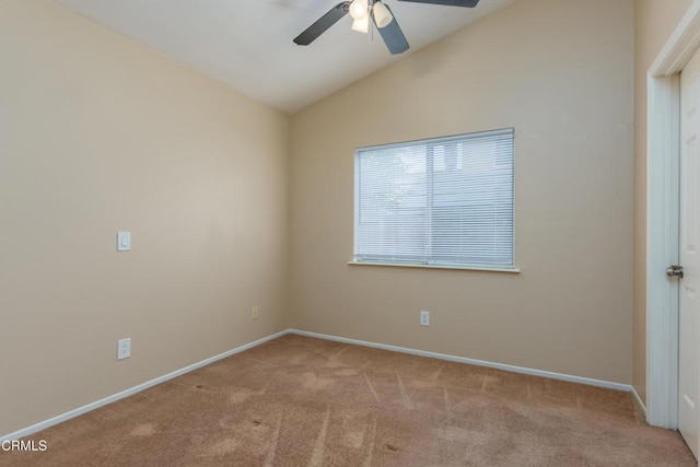 1724 Hilaria St, Oxnard, CA 93030 - carpeted empty room featuring a ceiling fan, vaulted ceiling, and baseboards