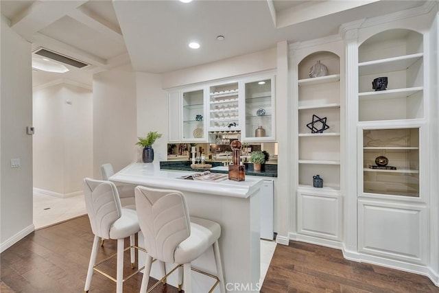 1768 Oakwood Ave, Arcadia, CA 91006 - bar featuring dark wood-style flooring, recessed lighting, baseboards, and ornamental molding