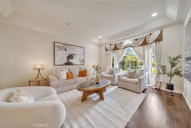 1768 Oakwood Ave, Arcadia, CA 91006 - living area featuring hardwood / wood-style floors, crown molding, baseboards, and recessed lighting
